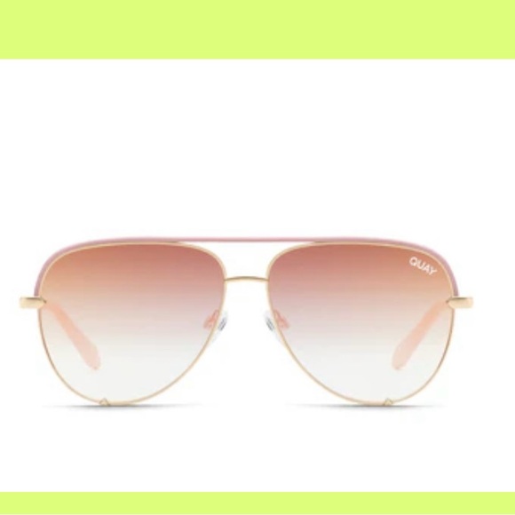 Quay Australia High Key Mini Aviator Sunglasses Blush Pink Gold/Copper Fade Lens - Picture 8 of 8